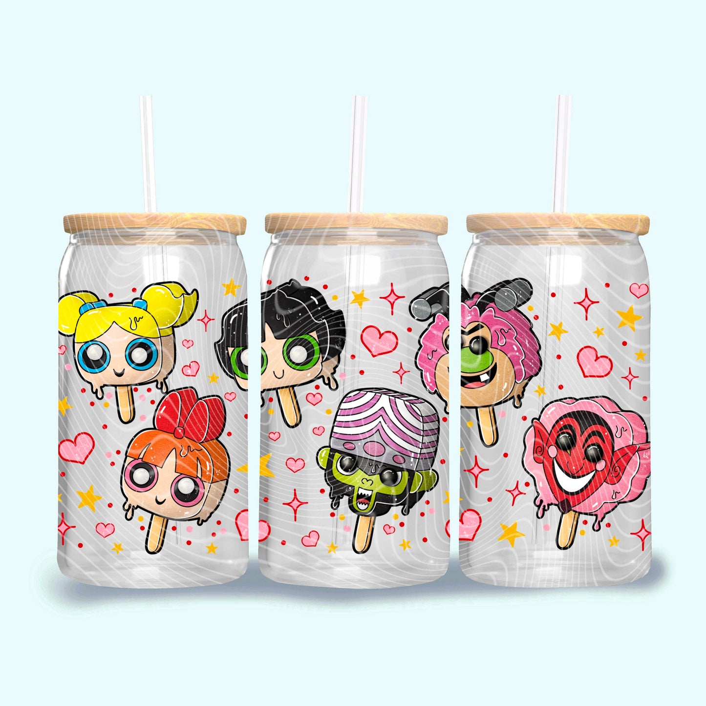 Powerpuff Popsicles Glass Tumbler - 16oz