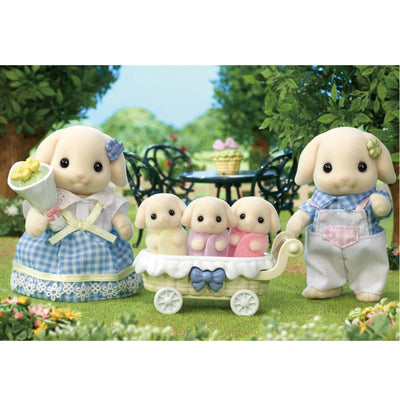 Set of 4 Doll Figures, Flora Rabbit Family, Collectible Toy