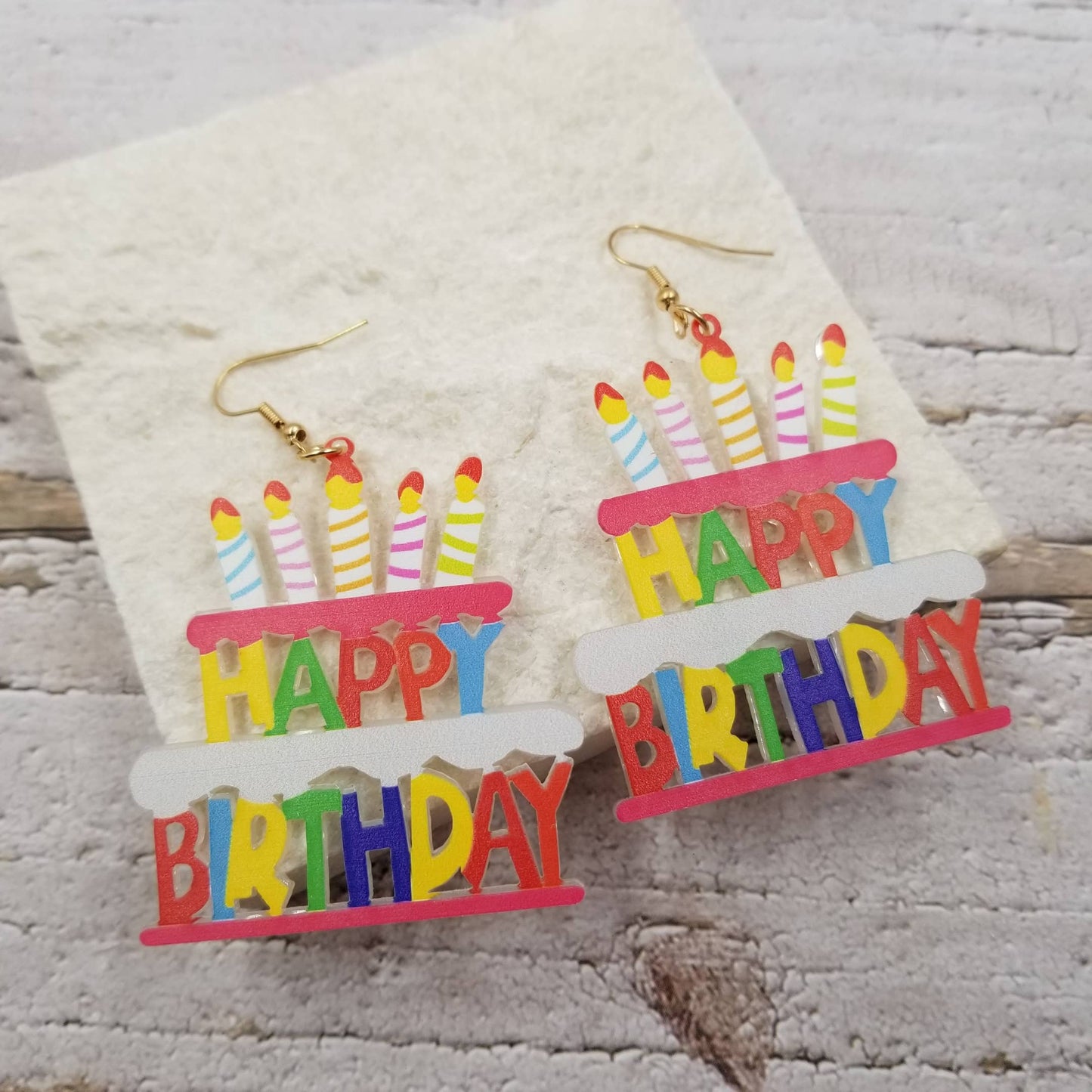 Happy Birthday Party Cake Earrings