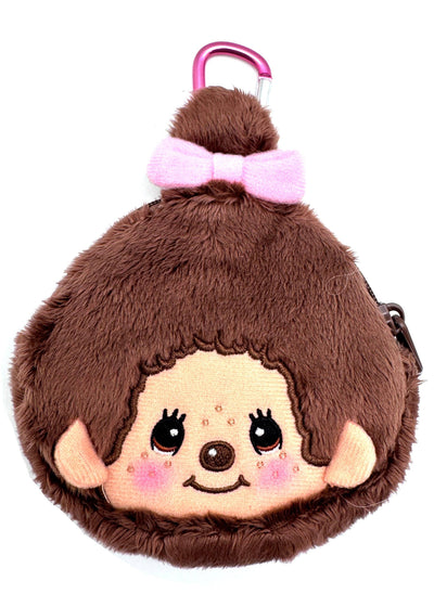 Monchhichi-Chan Face Plush Carabiner Coin Pouch