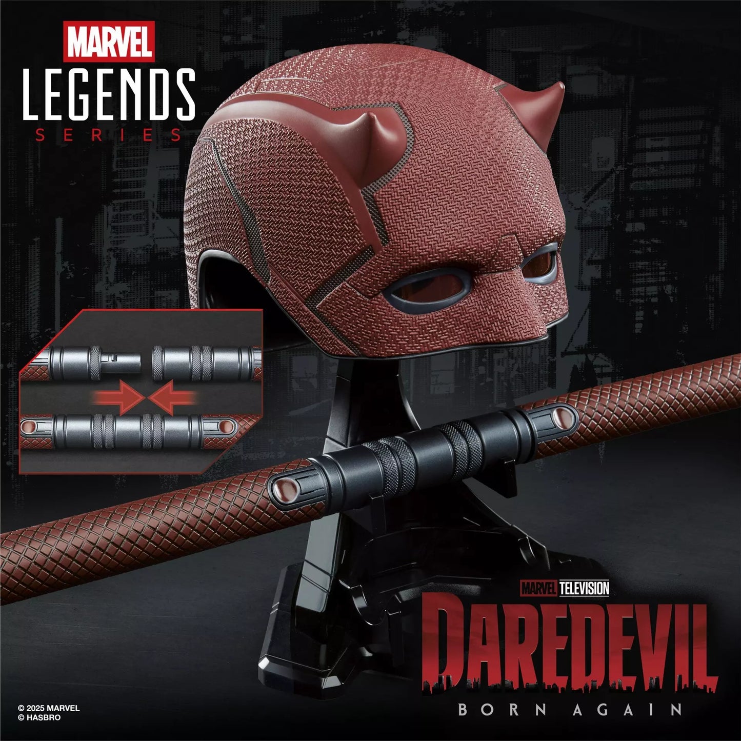 Marvel Legends Daredevil Born Again Mask and Billy Club Prop Replicas