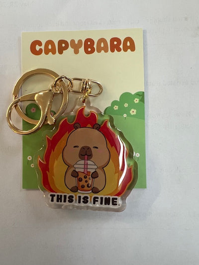 Capybara Acrylic Keychain THIS IS FINE