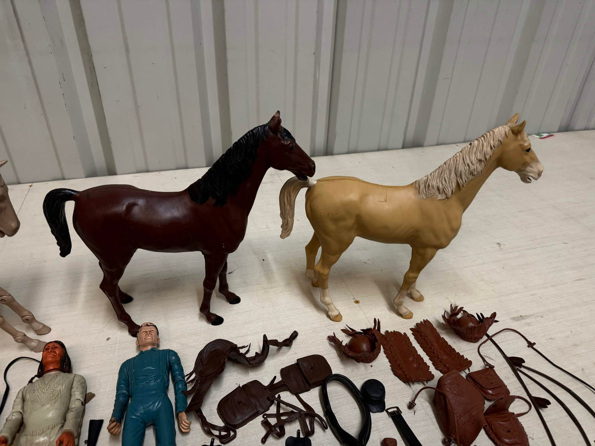 HUGE VINTAGE LOT Johnny West Horses, Figures, and Accessories