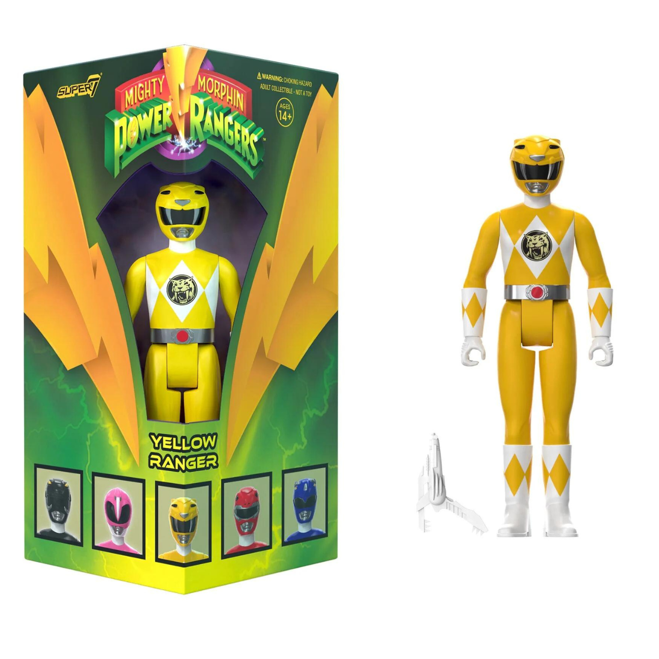 Mighty Morphin Power Rangers ReAction Figures Yellow Ranger Triangle B ...