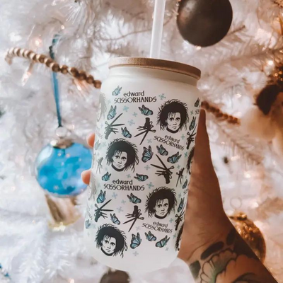 Edward Scissorhands Frosted Glass Tumbler