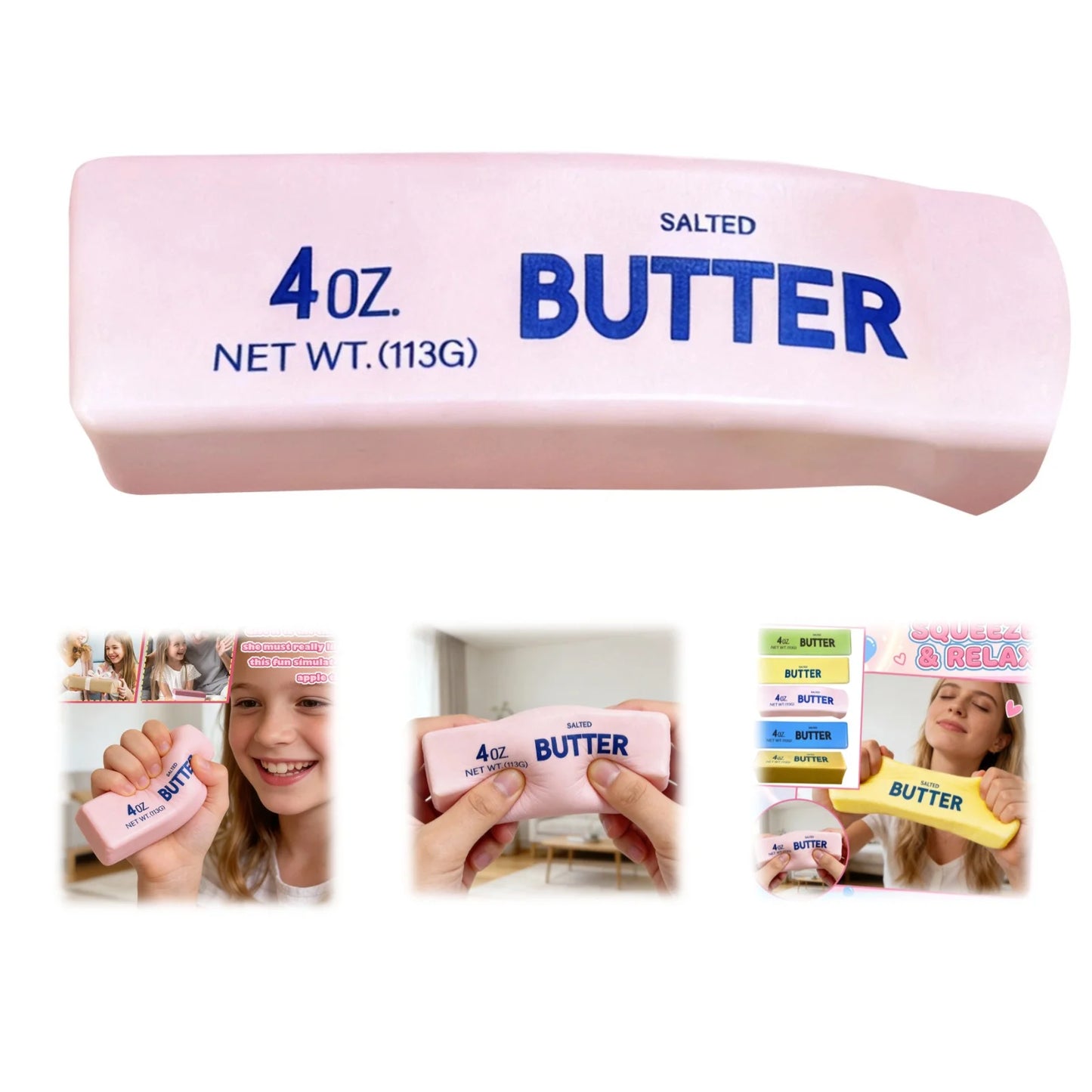 REGULAR SIZE Butter Stress Ball – Soft & Slow-Rebound Squishy Toy Yellow or Pink or gold or blue
