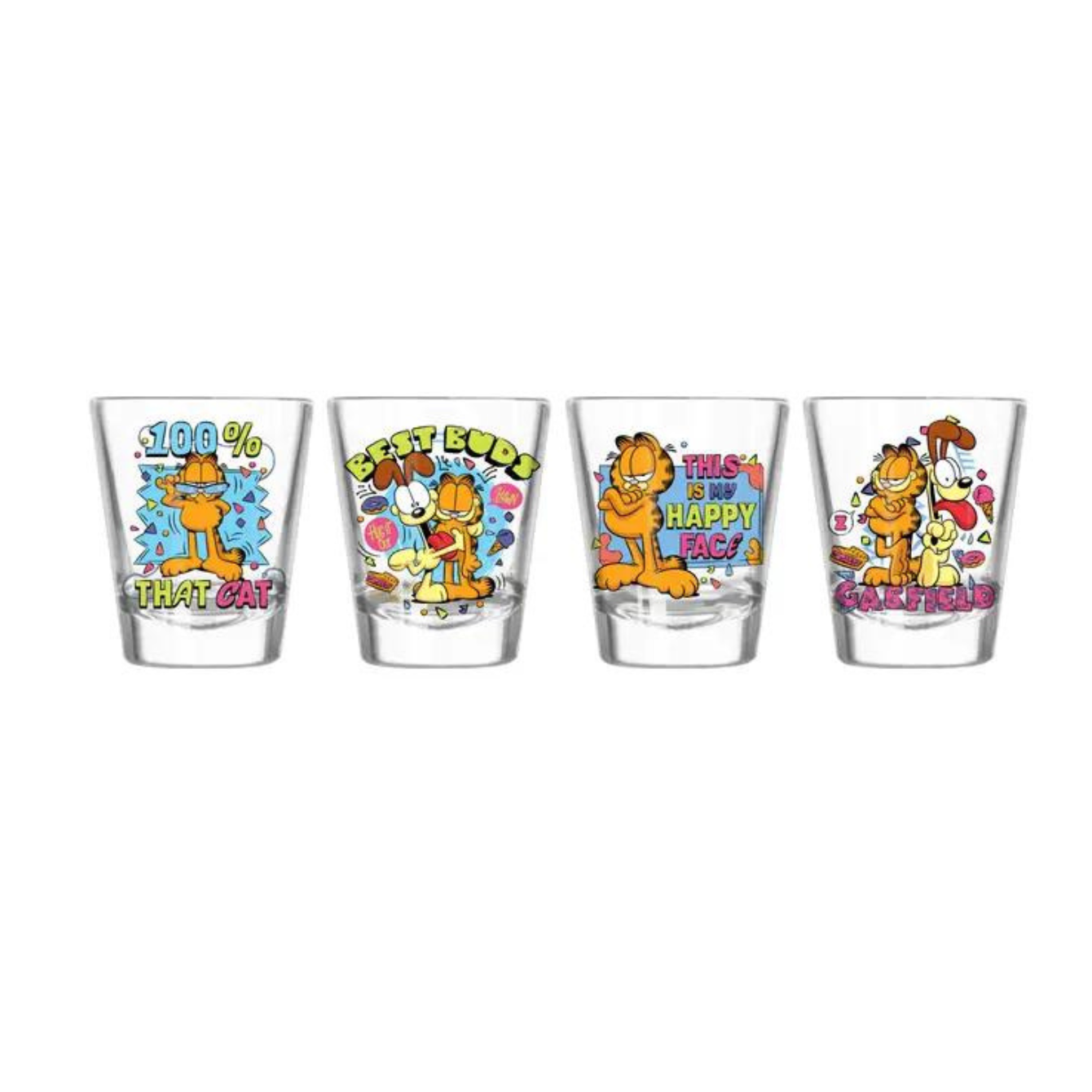 Garfield Neon 90s 4pc. 1.5oz. Mini Glass Set