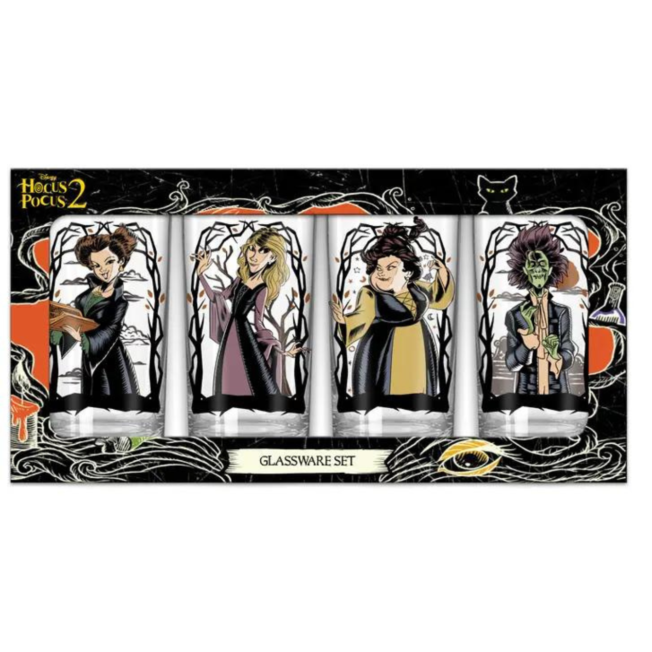 Hocus Pocus 10oz Glass Tumbler Set (4pc Set)