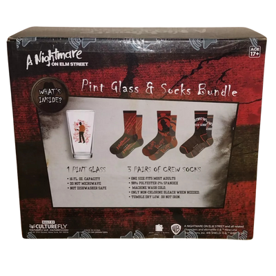 A NIGHTMARE ON ELM STREET PINT GLASS & SOCKS SET