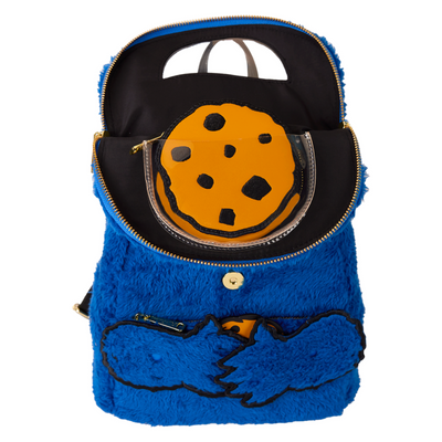 Loungefly Sesame Street Cookie Monster Plush Mini Backpack with Coin Bag