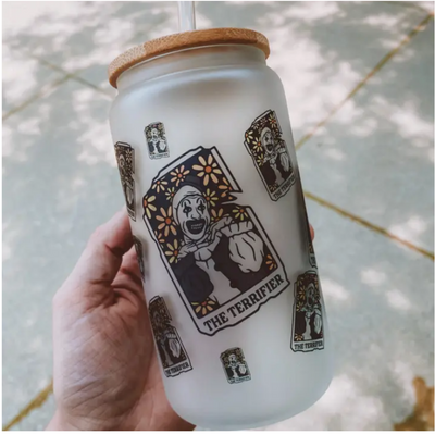 The Terrifier Tarot Frosted Glass Tumbler