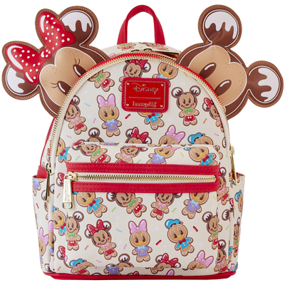 Loungefly Disney Mickey and Friends Gingerbread Cookie AOP Mini Backpack