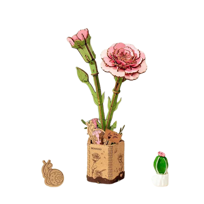 Rowood DIY Wooden Flower PINK CARNATION 3D Wooden Puzzle