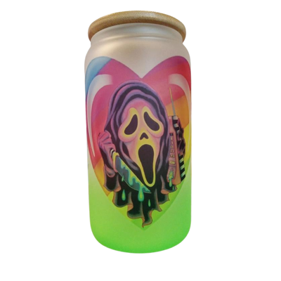 Lisa Frank Frosted Horror Glass Tumbler Ghostface