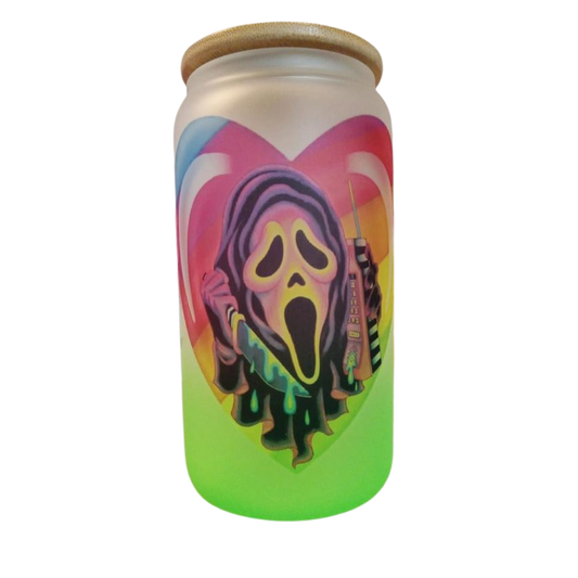 Lisa Frank Frosted Horror Glass Tumbler Ghostface