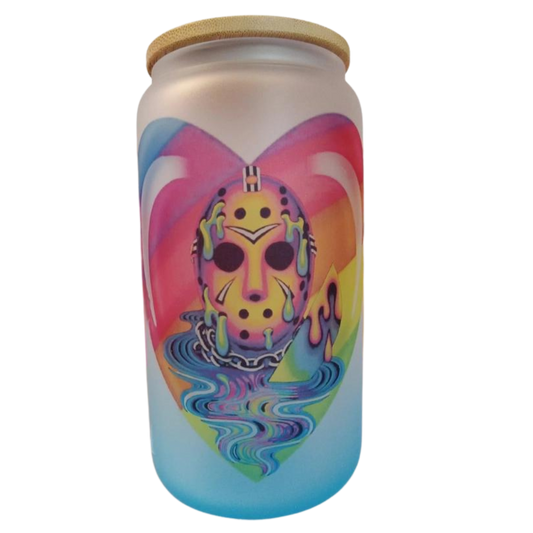 Lisa Frank Frosted Horror Glass Tumbler Jason