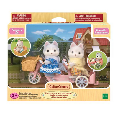 Calico Critters Tandem Cycling Set w/ Husky Siblings