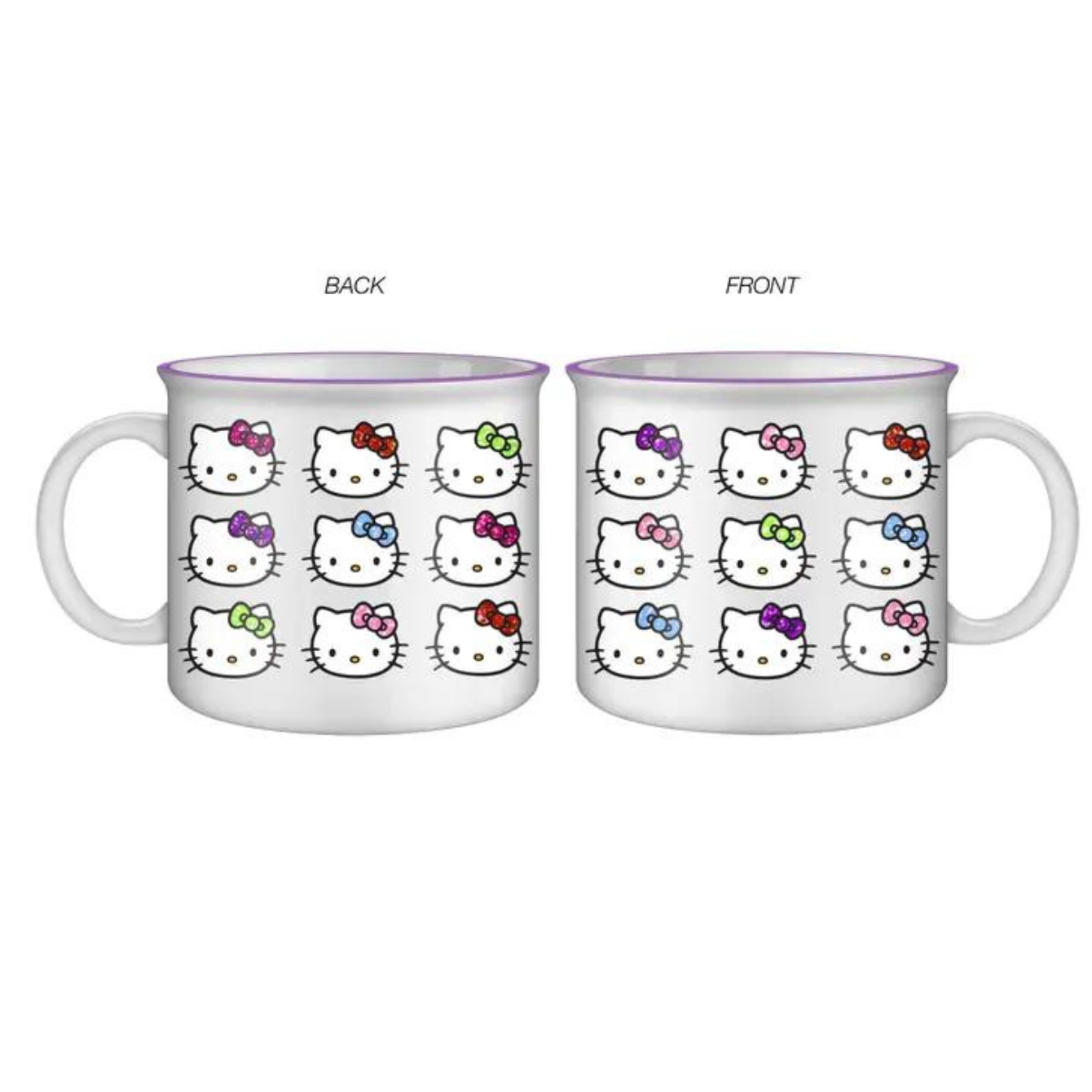 Hello Kitty Faces and Bows Glitter 20oz Ceramic Camper Mug