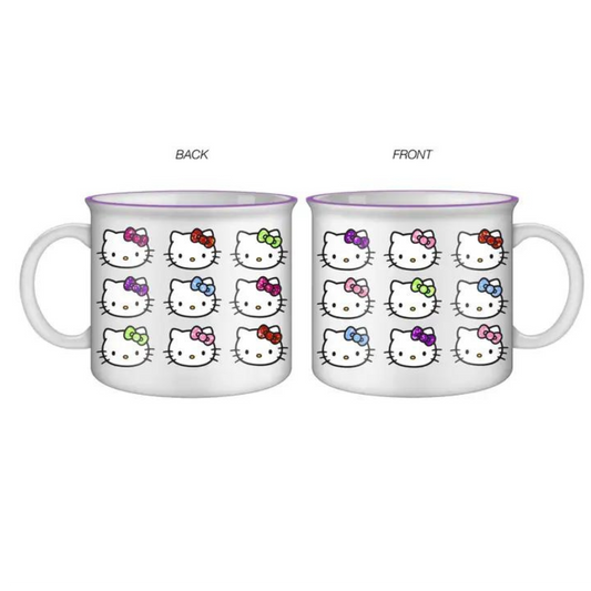Hello Kitty Faces and Bows Glitter 20oz Ceramic Camper Mug