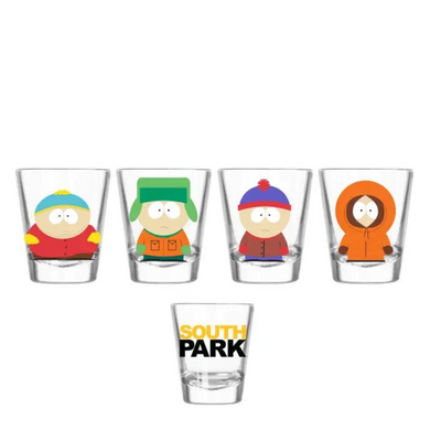 South Park Main Characters Poses 4pc. 1.5oz. Mini Glass Set