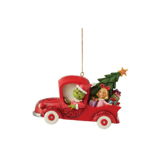 Grinch in Red Truck Ornament