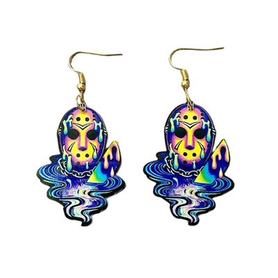 Halloween Tie Dye Scary Jason Earrings