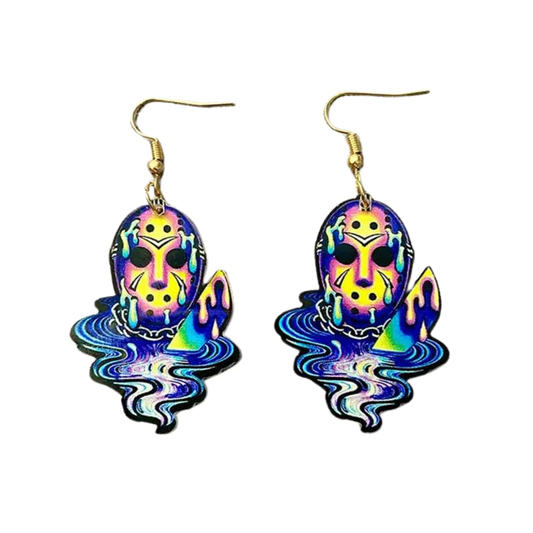 Halloween Tie Dye Scary Jason Earrings