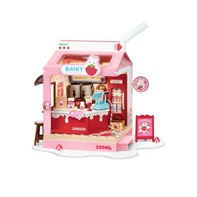 Diy Miniature House Kit: Strawberry Milk Box