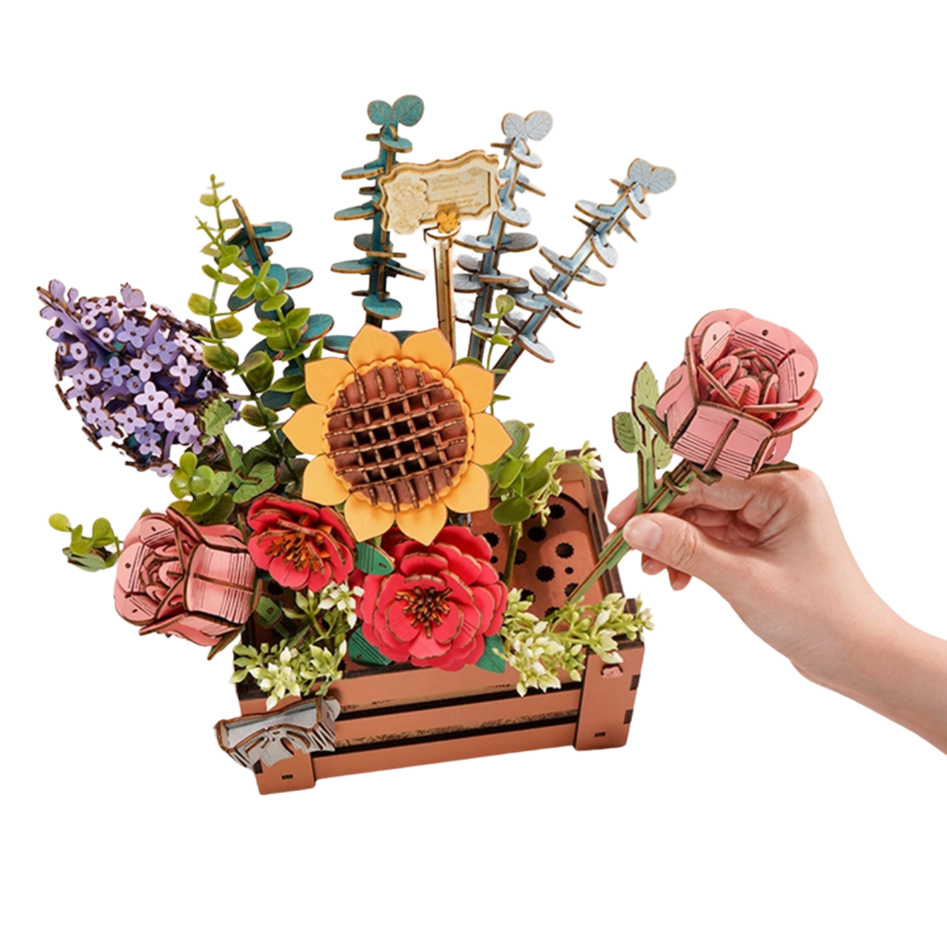 3D Flower Puzzle Wooden Bloom Box