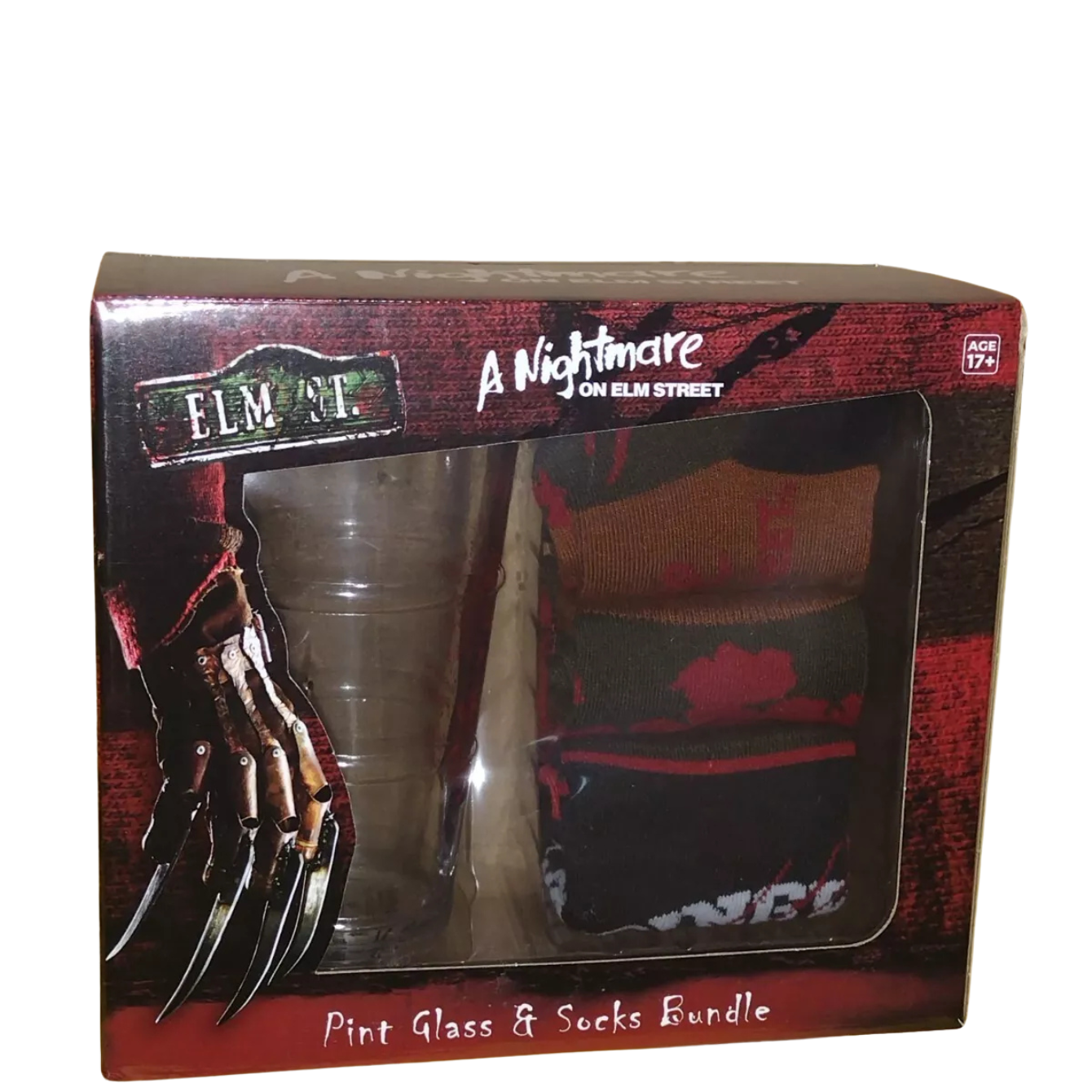 A NIGHTMARE ON ELM STREET PINT GLASS & SOCKS SET