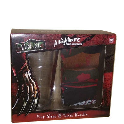 A NIGHTMARE ON ELM STREET PINT GLASS & SOCKS SET