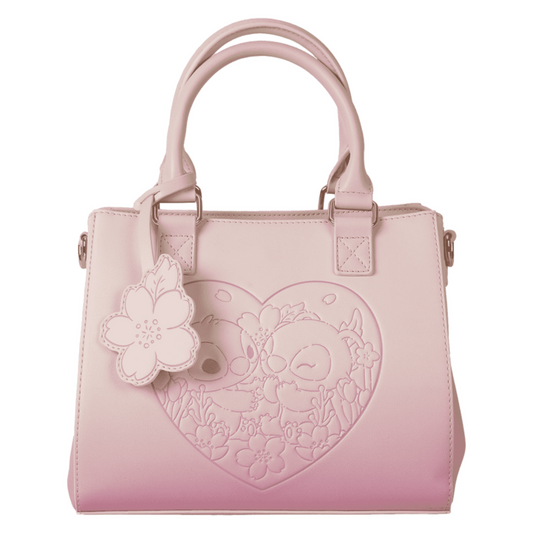 Loungefly Stitch & Angel Cherry Blossom Heart Crossbody Bag