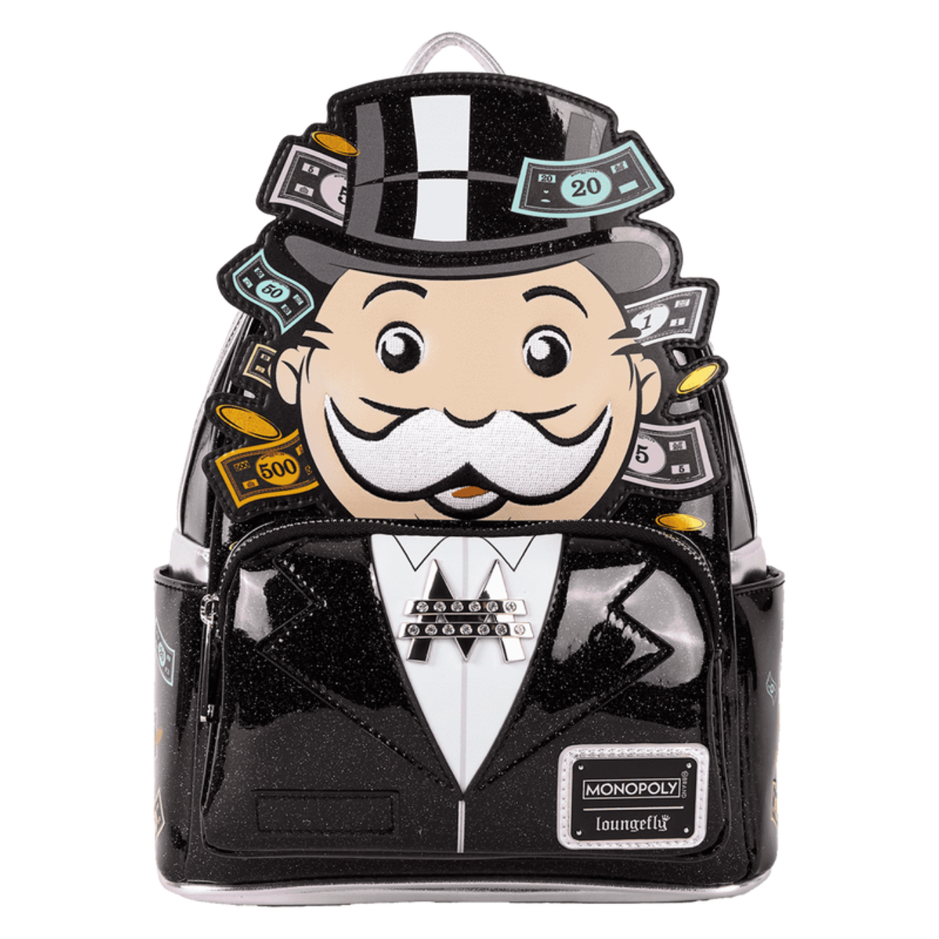 Loungefly Monopoly 90th Anniversary Pennybags Glitter Cosplay Mini Backpack
