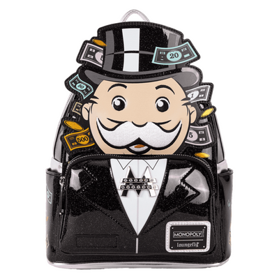 Loungefly Monopoly 90th Anniversary Pennybags Glitter Cosplay Mini Backpack