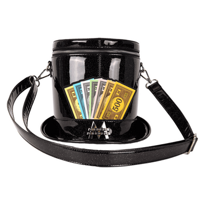 Loungefly Monopoly 90th Anniversary Top Hat Glitter Figural Crossbody Bag