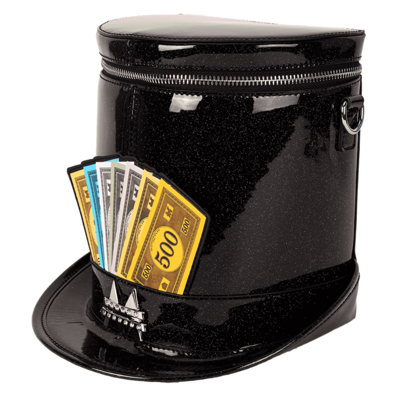 Loungefly Monopoly 90th Anniversary Top Hat Glitter Figural Crossbody Bag