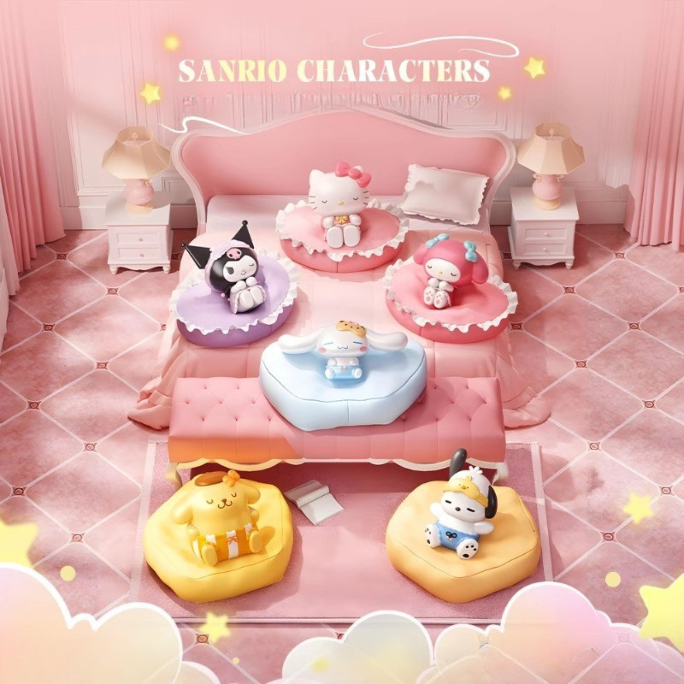 Sanrio Sleeping Pose Sofa Desktop Ornaments (Kuromi, Cinnamoroll, Hello Kitty, My Melody, Pochacco)
