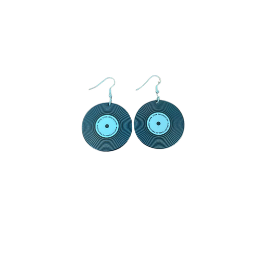Retro Phonograph Record Earrings Vinyl SILVER WIRE