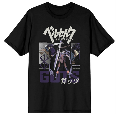 BERSERK GUTS SLICK SQUAD KANJI MEN'S BLACK SHORT SLEEVE TEE