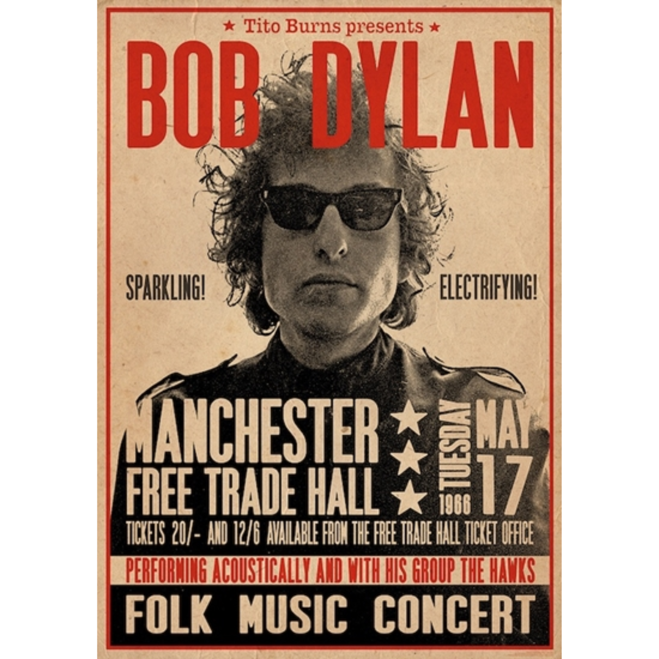 Bob Dylan Manchester Free Trade Hall Concert Poster