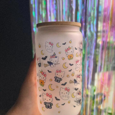 Hello Kitty Frosted Glass Tumbler