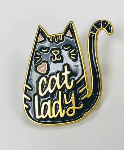 Black & White Cat Lady Lapel Pin