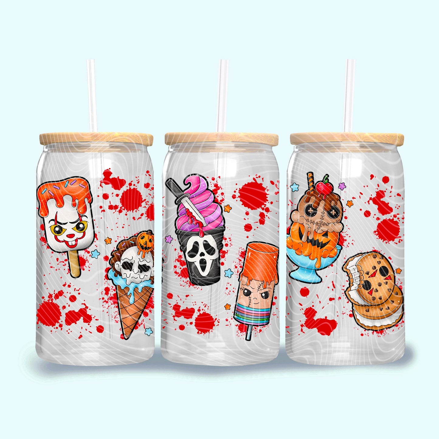 Horror Ice Cream Glass Tumbler - 16oz