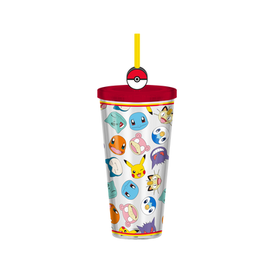 Pokemon Multi Character Head Toss AOP 24oz Plastic Cold Cup