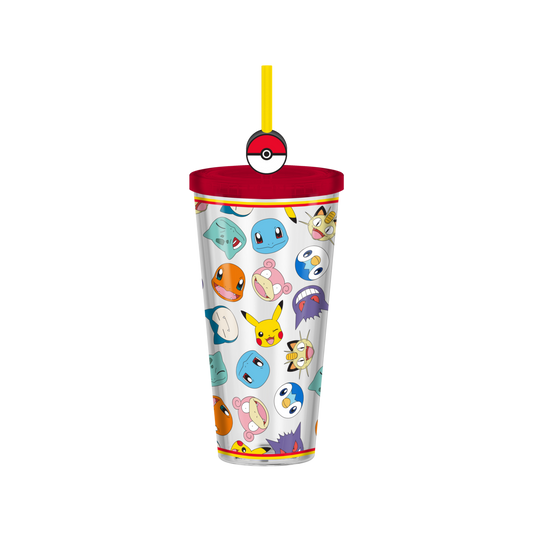 Pokemon Multi Character Head Toss AOP 24oz Plastic Cold Cup