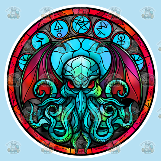 3" Cthulhu Stained Glass Cryptid Mythic Vinyl Sticker