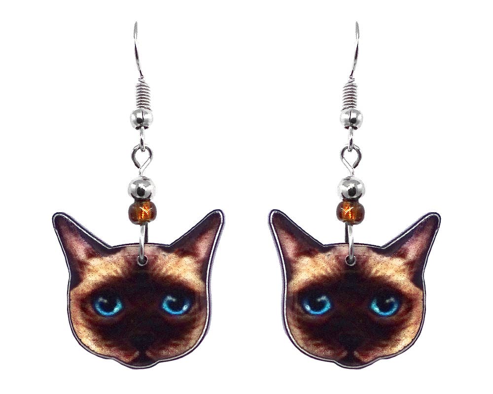 Acrylic Cat Face Pet Dangle Earrings