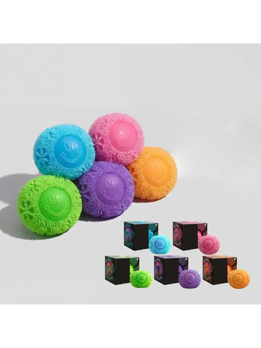 Smiley fuzz ball flower power stress ball squishy toy