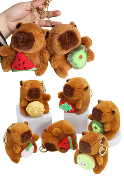 Fruity Capybara Faux Fur Plushie Key Chain