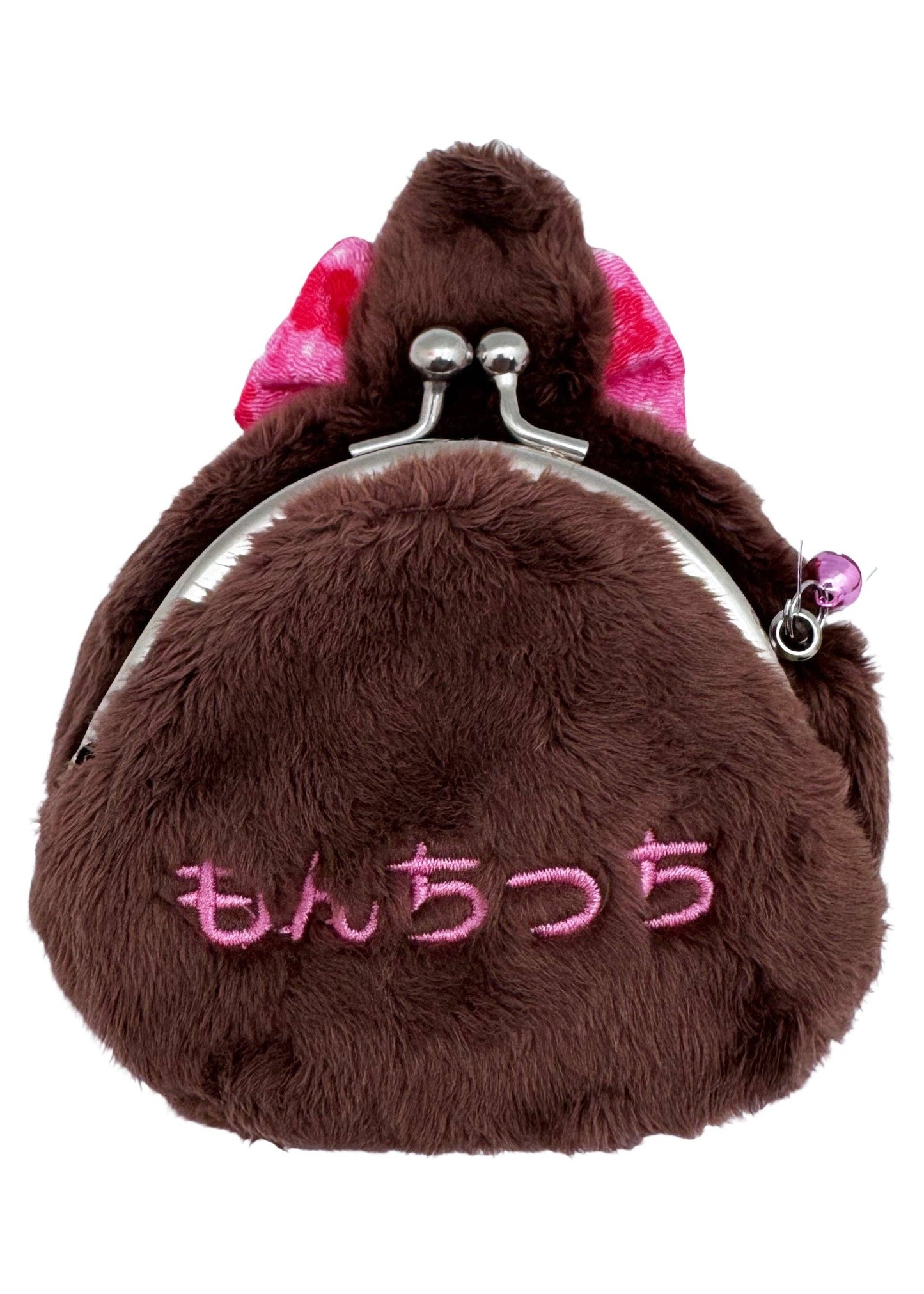Monchhichi-Chan Floral Bow Plush Coin Bag in Brown